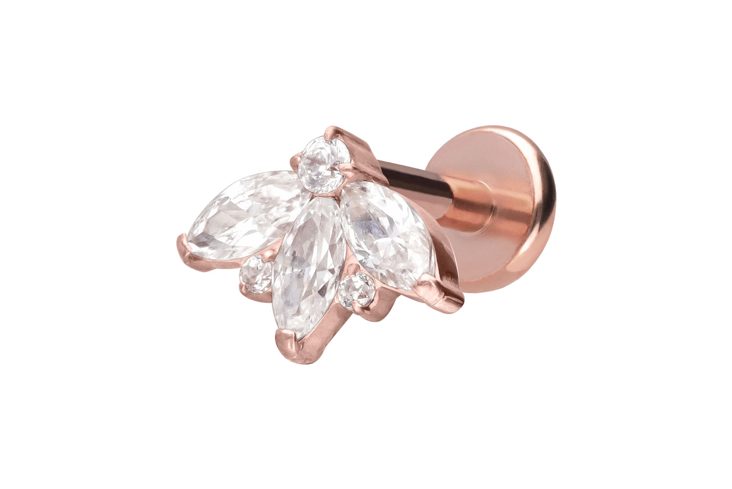 Titan Labret Piercing mit Push Fit LOTUSBLÜTE